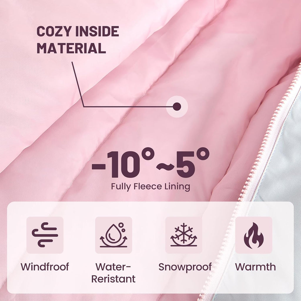 Kids 2 Piece Snowsuit Set Winter Hooded Puffer Jacket & Snow Bib Pants Ultralight Outfit Boy Girl Ski Suits