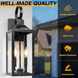 19" Large Outdoor Wall Lights - Black Outside Wall Mounted Light Fixture