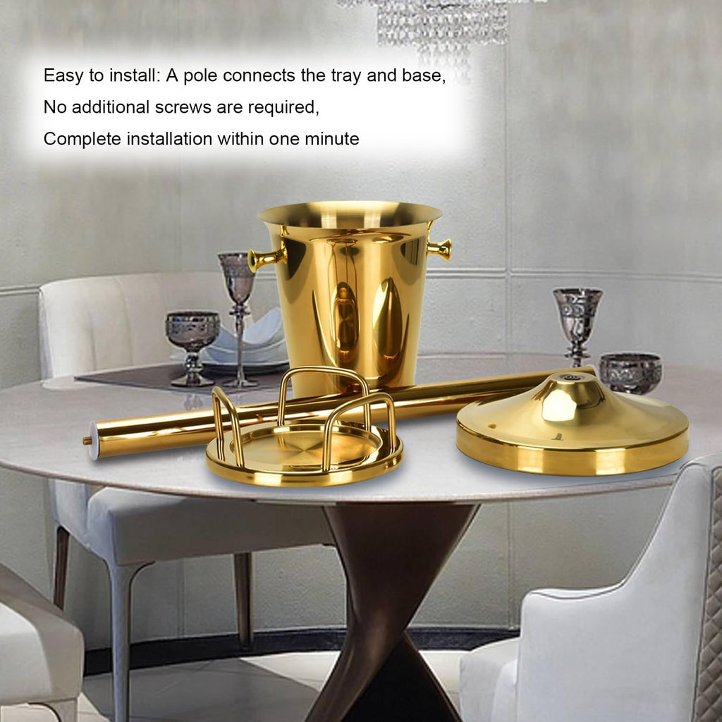 Champagne Ice Bucket with Stand Stainless Steel Wine Bucket on Stand Ice Cube Chiller Container Standing Ice Bucket
