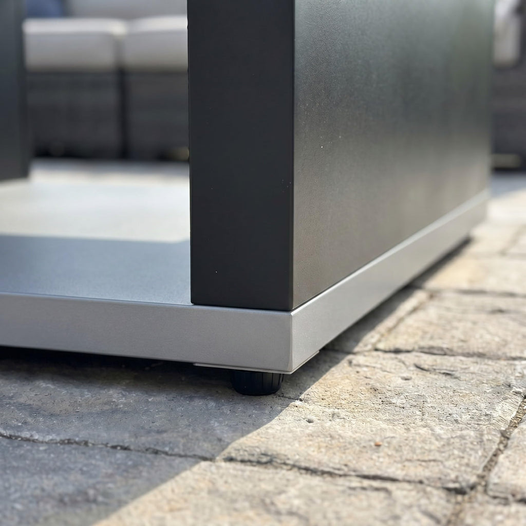 Rectangular Outdoor Fire Table with Propane Tank Cabinet, Aluminum Alloy Fire Pit Table Grey & Black 40.1"W