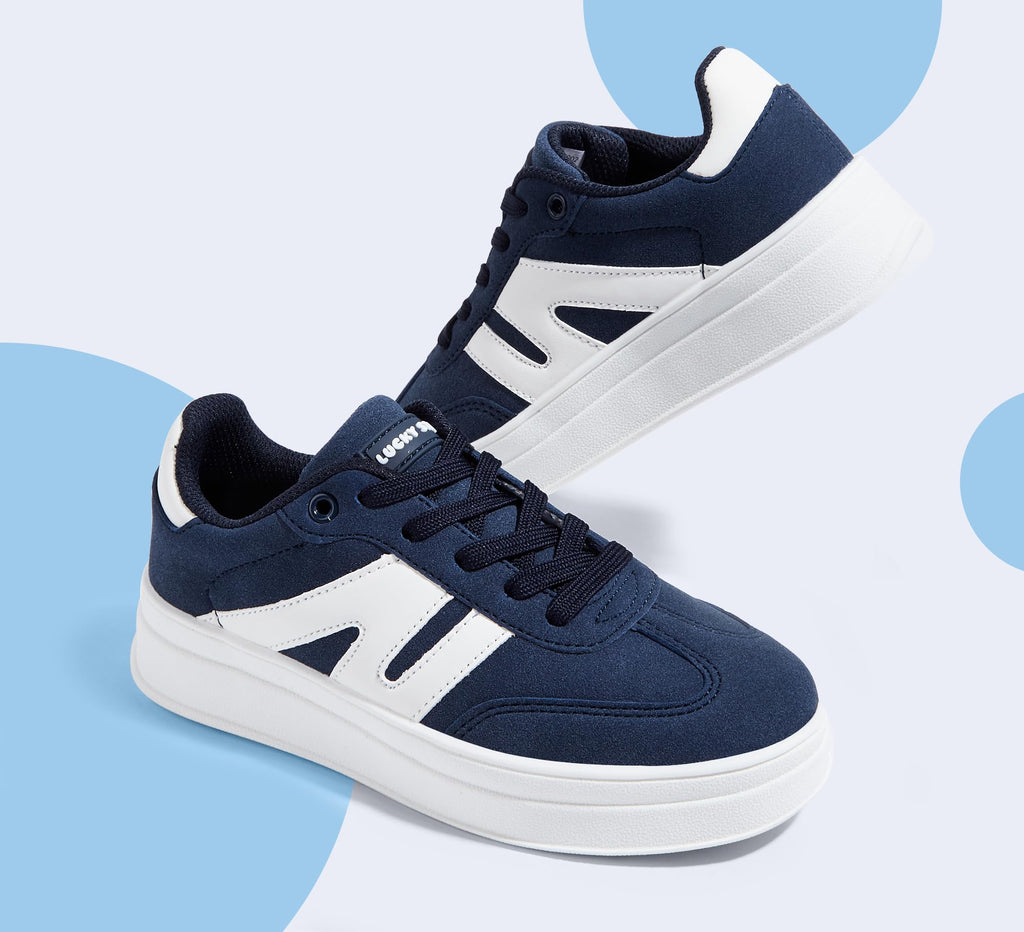 Boys Girls Platform Sneakers, Navy, 3