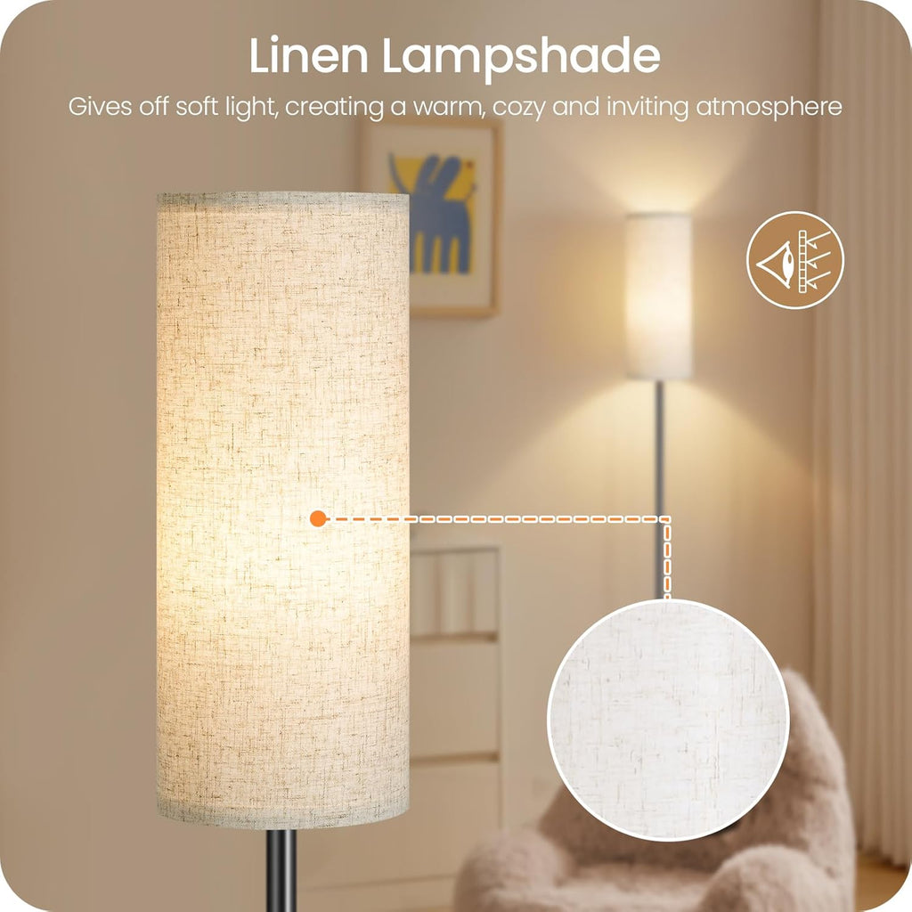 64.4" Slim Floor Lamp with Magnetic Remote and Foot Switch, Dimmable Standing Tall Lamp Mood Nursery, 3 Color