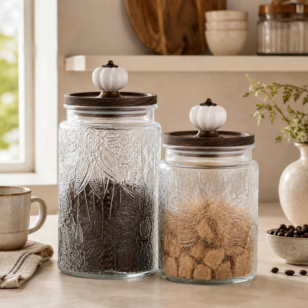 23.7 Fl oz Glass Jar with Lid, Coffee Canister, Decorative Mason Jar