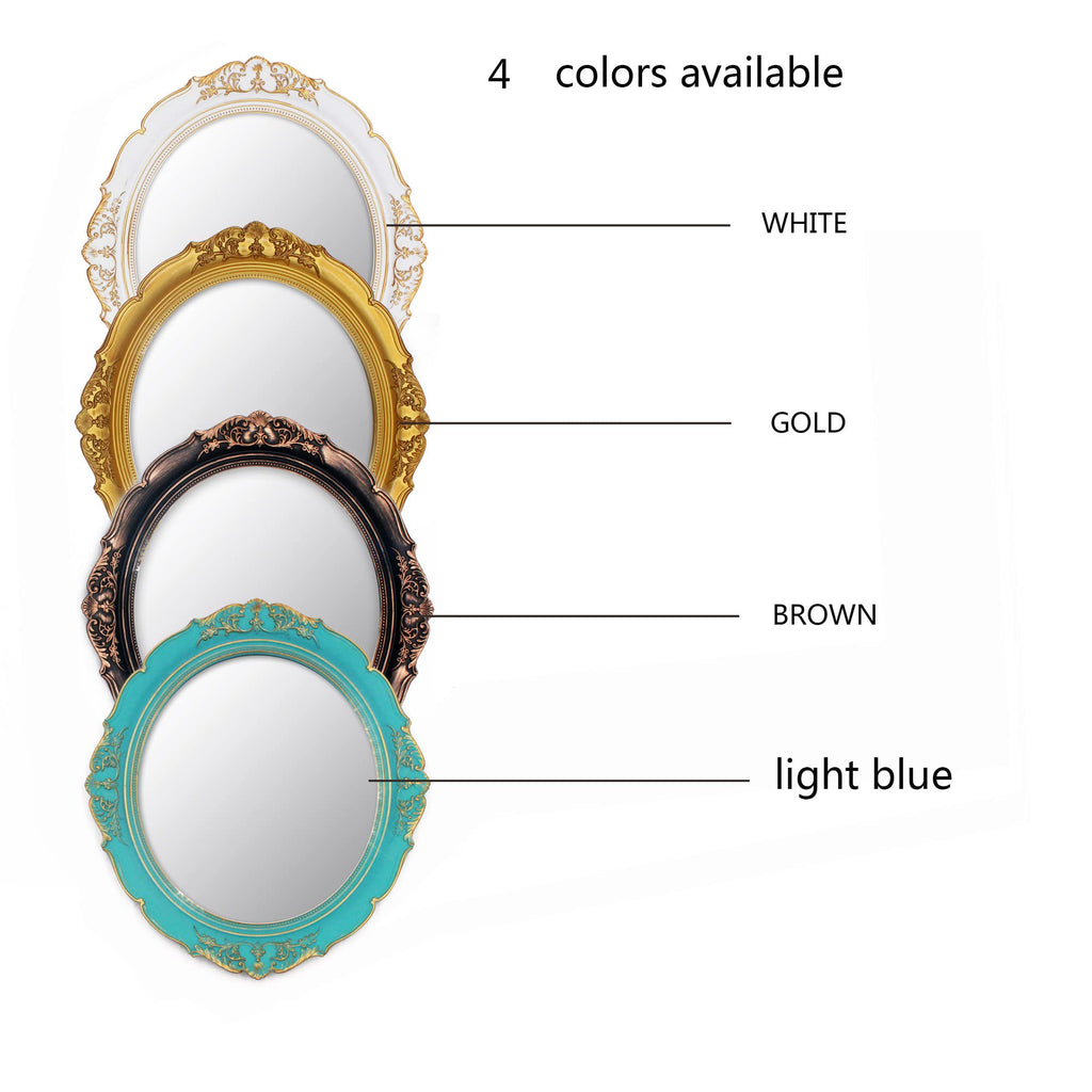 13.1 x 14.8 inchs Decorative Wall Mirror, Oval (Blue 2 Pcs)