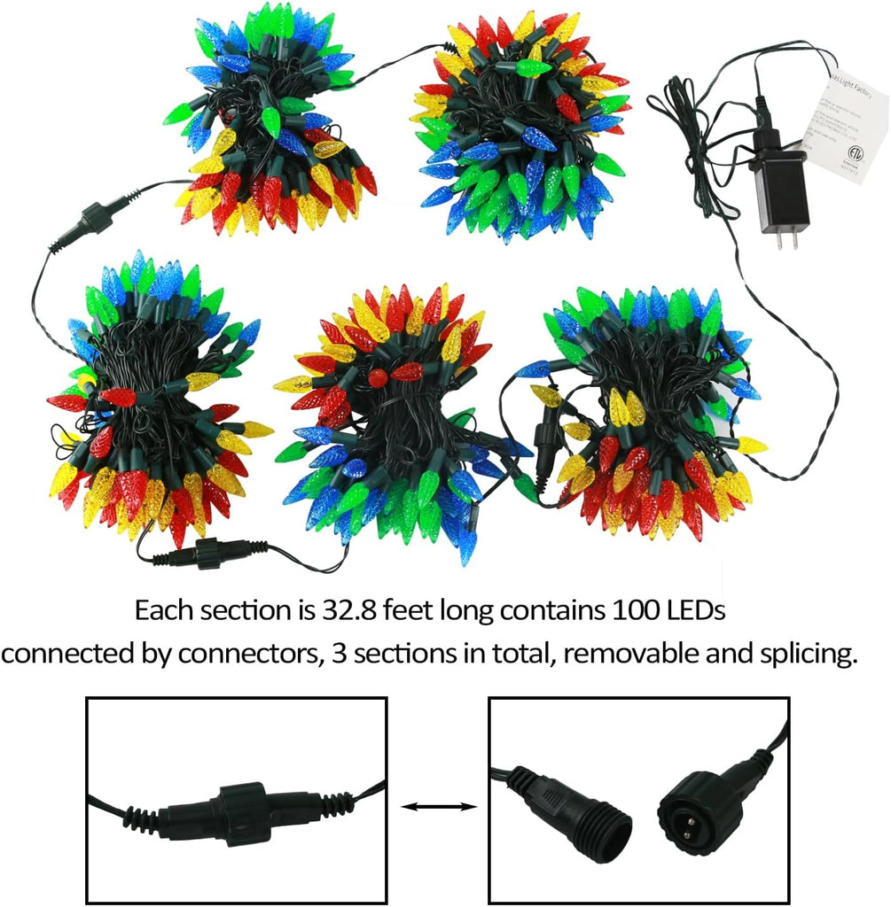 500LED 173.8 FT C6 Christmas String Lights Plug in Multicolor Decor
