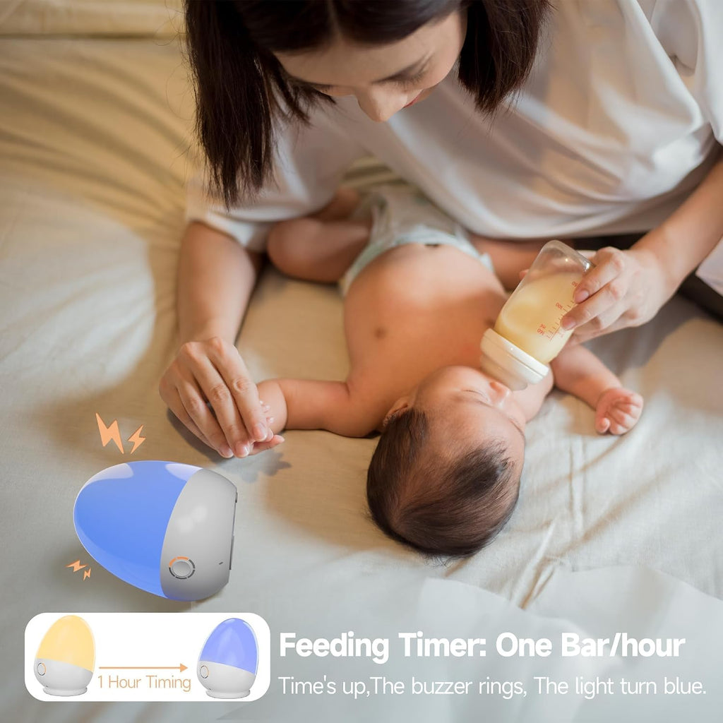 Touch Egg Night Light for Baby Nursery, Rechargeable Portable Kids Nightlight Lamp with 1-6H Feeding Timer, 3 Color