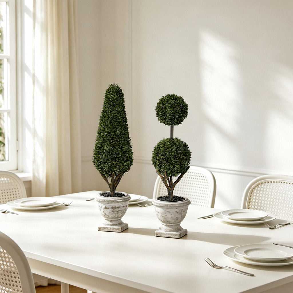 1.2ft Small Artificial Ball Boxwood Topiary Tree Indoor Table Topiary Plant