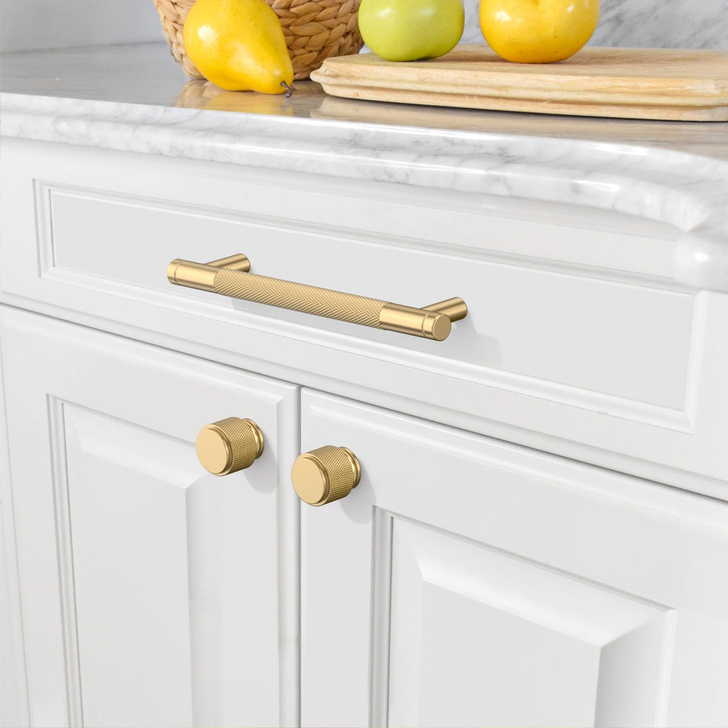 Champagne Bronze Knurled Cabinet Pulls 5 in 6 Pack