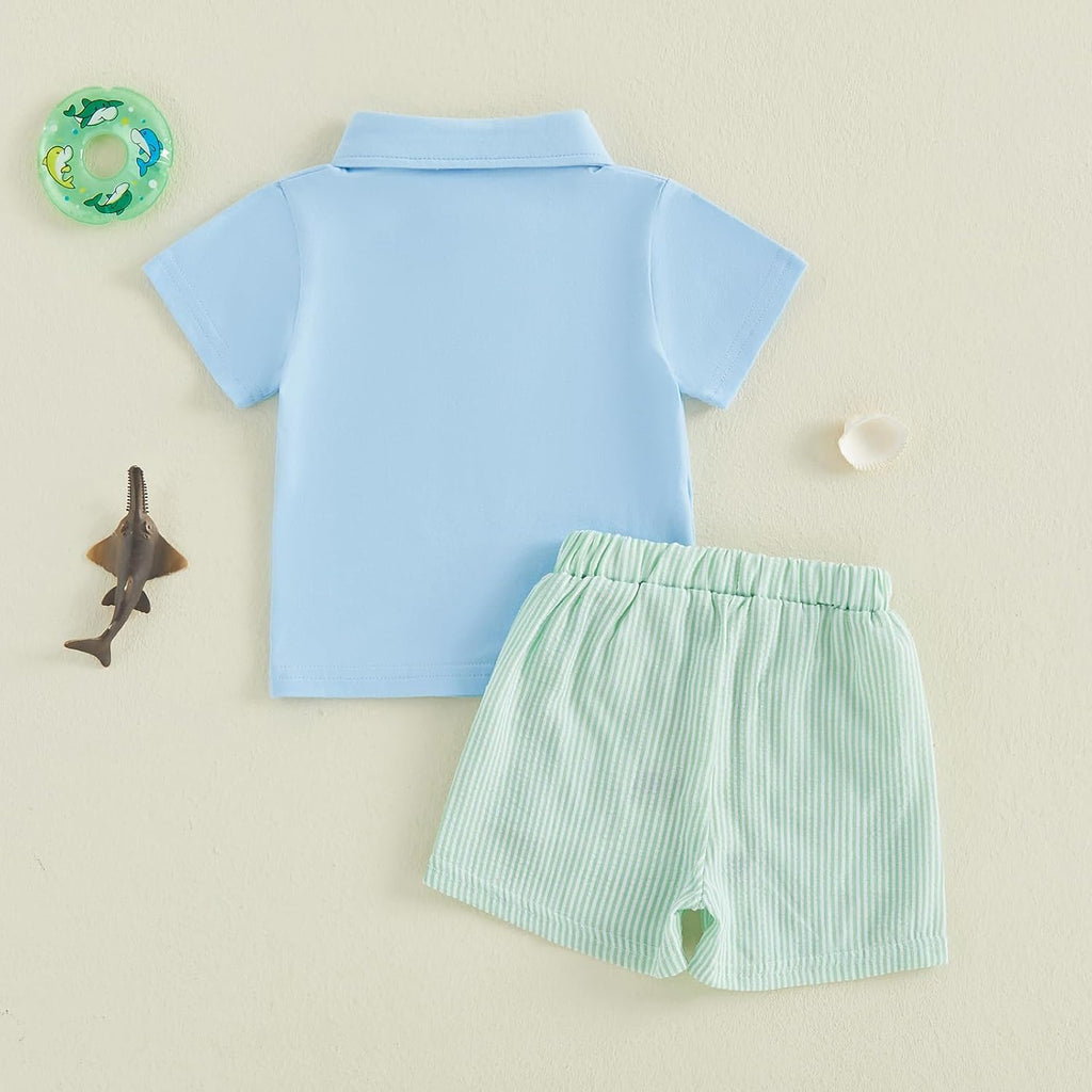 Toddler Baby Boy Summer Clothes Short Sleeve Collared Shirts and Shorts Set with Pockets 2 Piece Outfit