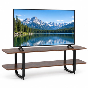 Rustic Brown TV Stand for 65'' TV, Media Console, 2 Open Shelves