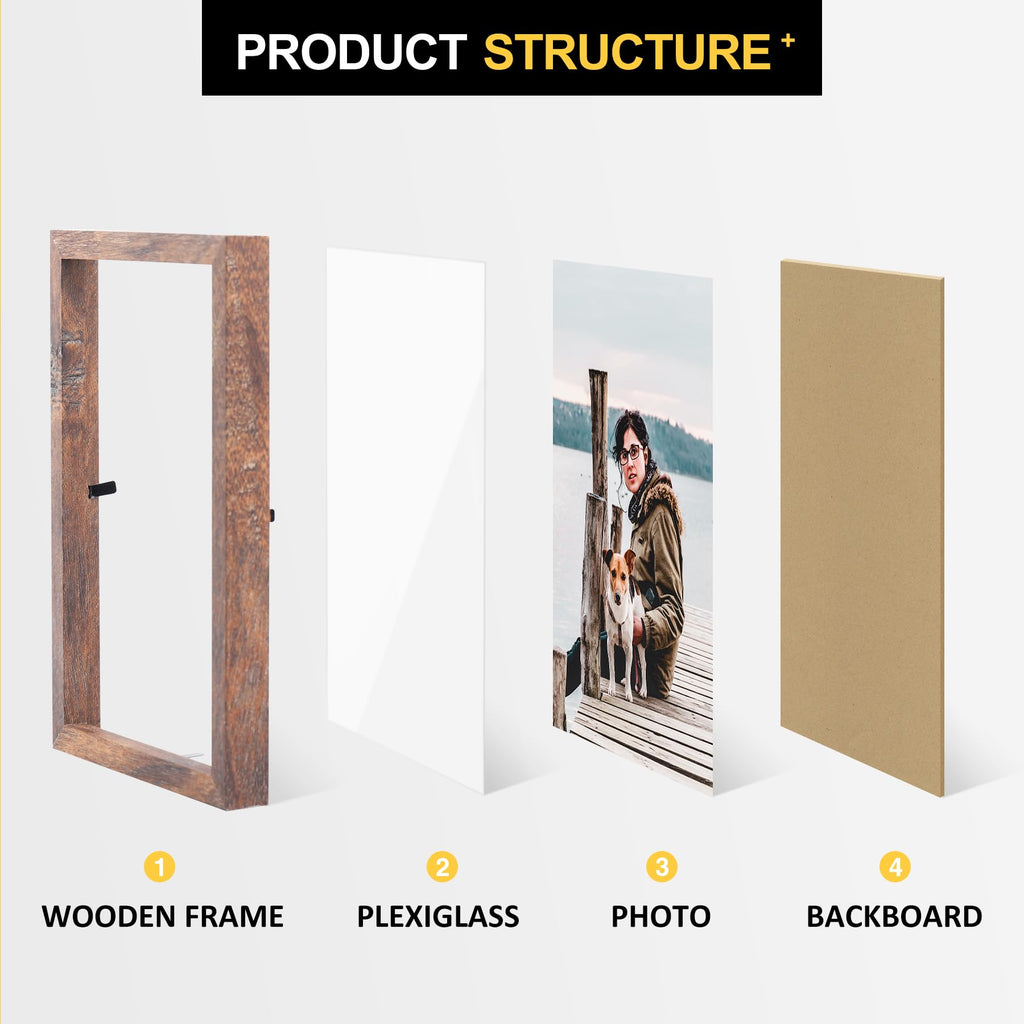 8x10 Double Picture Frame Rustic Wood Wooden Hinged Photo Frame