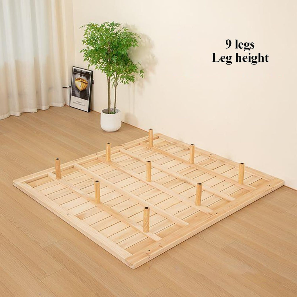 Modern Solid Wood Floating Platform Bed Frame, No Headboard Tatami Style with 9 Adjustable Legs