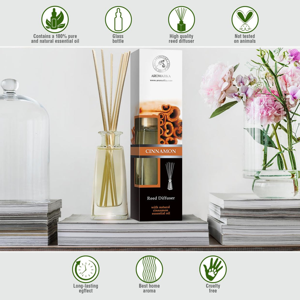 Reed Diffuser Cinnamon 3.4 Fl Oz(100ml) - Room Diffuser with Cinnamon Essential Oil - Home Fragrance - Aromatherapy