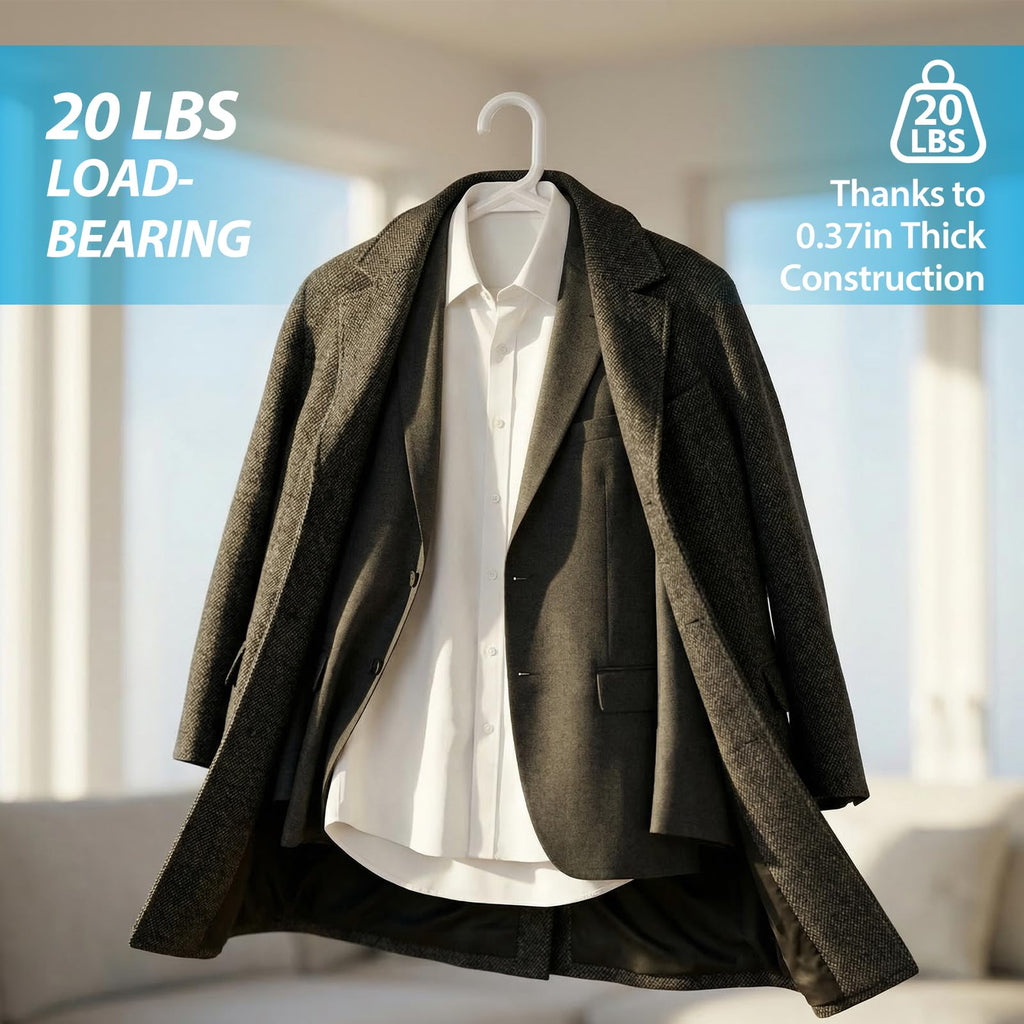 Heavy Duty Plastic Hangers 20 Pack, Extra Thick Reinforced Clothes Hangers with 20lb Capacity, Durable Non Slip Coat