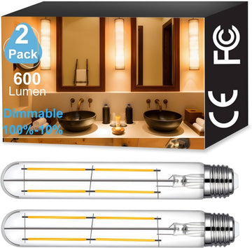 7.3 Inch LED T10 Tubular Edison Bulb 2700K 6W Dimmable E26 Base