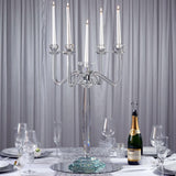 27-Inch Clear 4 Arm Crystal Glass Candelabra Candle Holder - Wedding Party Events Reception Home Decorations Supplies