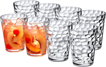 Iceberg - 16-Ounce Plastic Tumblers (Set of 8), All-Clear Reusable Plastic Cups, Stackable, BPA-Free, Shatter-Proof
