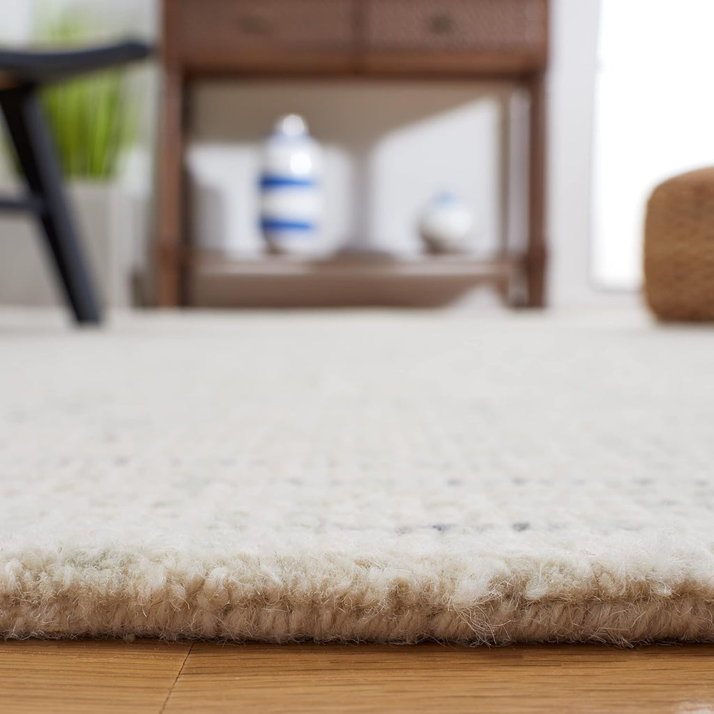 Abstract X-Large Area Rug - 11' x 15', Ivory & Light Grey, Handmade Wool