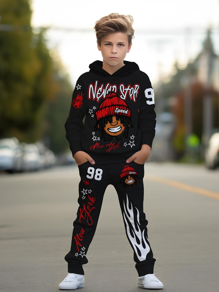 Boys' clothing sets, Piece Hoodie & Pants Outfits for Boys | Lightweight Non-Fleece Fall & Spring