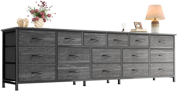77.6" Long Dresser, 16 Drawer Fabric Dresser for Closet, Wide Chest of Drawers with Storage, TV Stand for 65, 75, 85