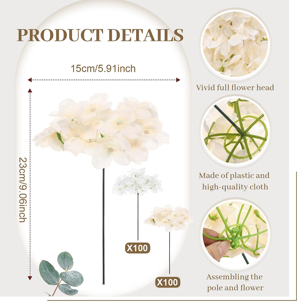 200 Pcs White and Champagne Artificial Bulk