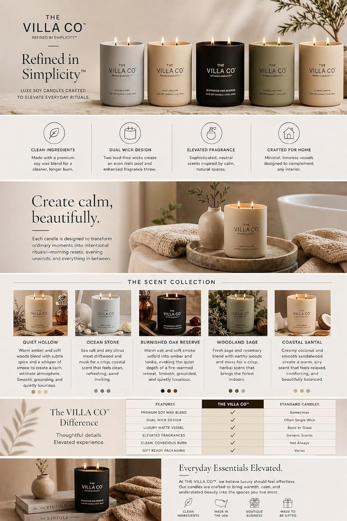 Quiet Hollow | Scented Candle for Women & Men | Hand-Poured, Aromatic & Fragrant | 60 Hour Burn Time 12 OZ | Soy - Set of 12
