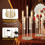 Gold Candelabra Centerpiece 4 Set 26.8'' Tall Candle Holder Centerpiece for Tables, 5 Arms Candlestick Holders with