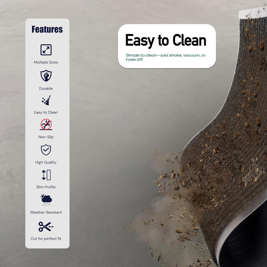 Heavy-Duty Rubber Door Mat - Durable, Indoor/Outdoor Use - Easy to Clean, Waterproof, Low-Profile Entry Mat - Ideal