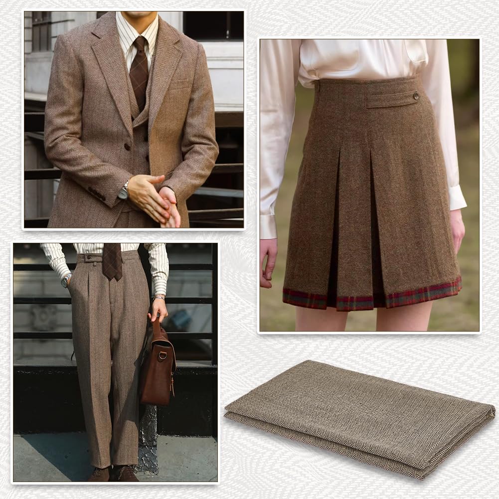 Tweed Fabric by the Yard, Fibre Fabric for Craft Decorative for Upholstery Tweed Fabric for Clothing Accessories(106