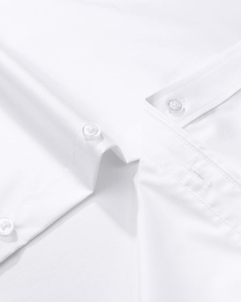 Boy's Long Sleeve Dress Shirts Solid Stretch Wrinkle-Free Shirt Kids Casual Button Down Shirts School Uniform