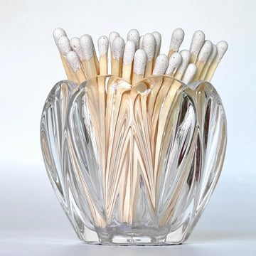 Glass Match Holder with Striker - 4" Matches in a Jar Candle, or Fireplace - Housewarming Gift for Candle Lover