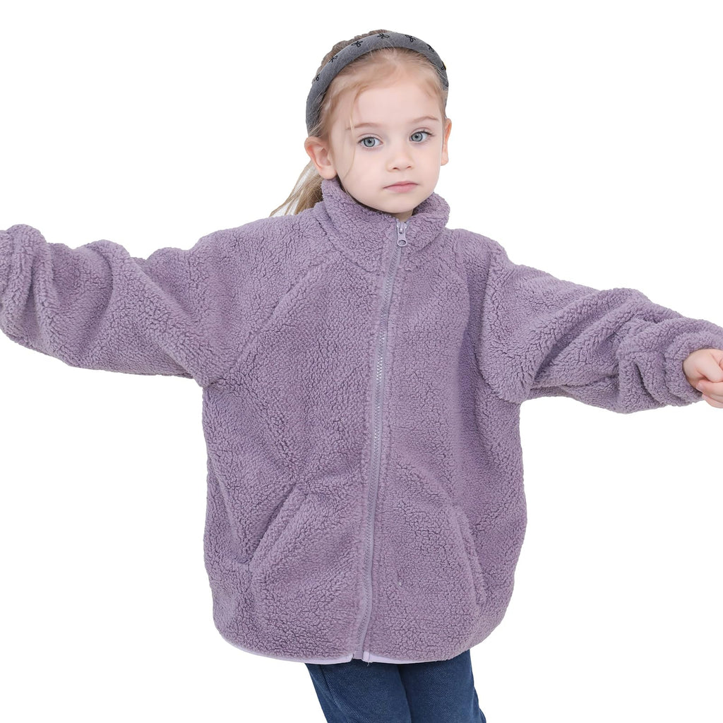 Toddler Kids Sherpa Fleece Jacket Baby Boys Girls Zipper Overcoat Thick Warm Outerwear