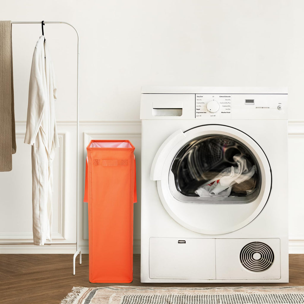 Slim Laundry Hamper Handles Collapsible Laundry Basket Thin Dirty Clothes Basket Narrow Laundry Bag Foldable Dirty