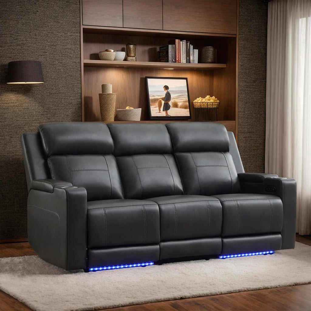 Power Reclining Sofa with Adjustable Headrest
