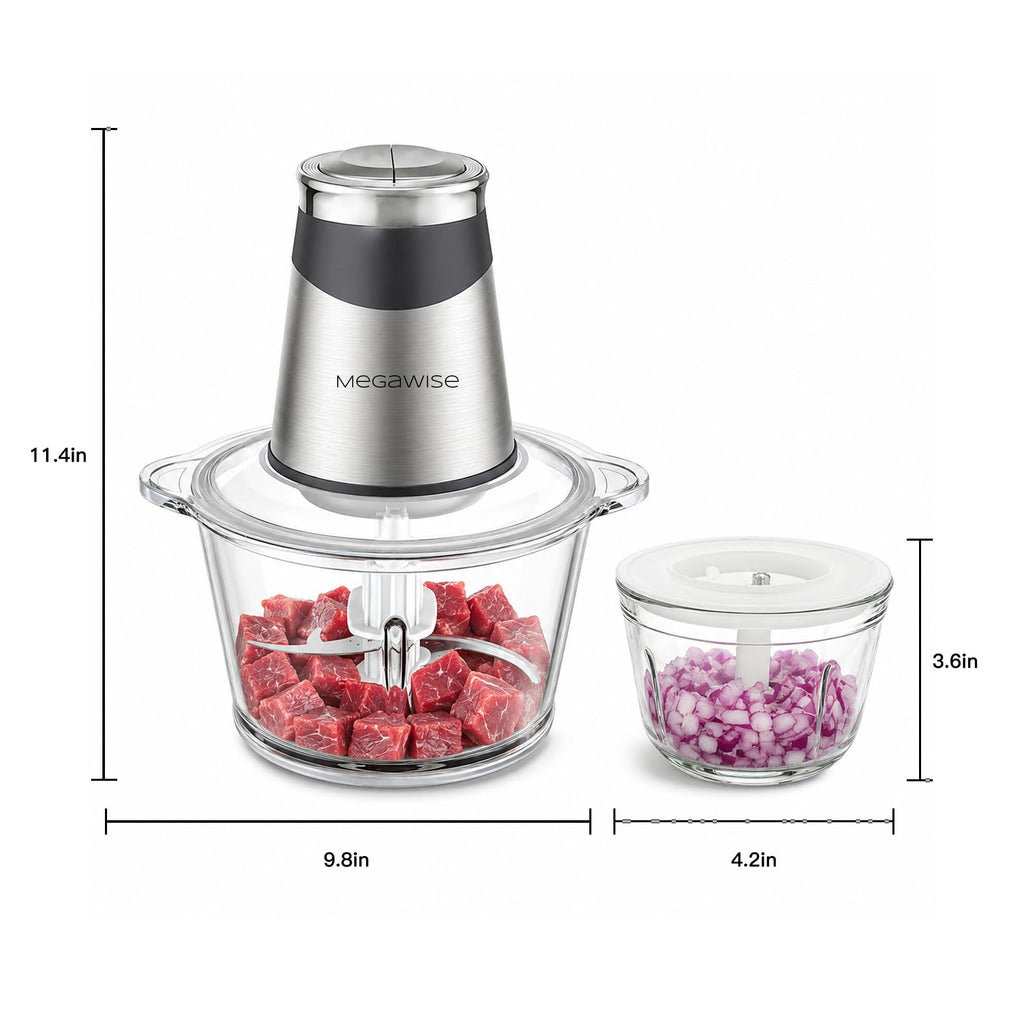 Food processor with 500W powerful copper-core motor, Electric Food Chopper with Meat Grinder & Vegetable Chopper, 2