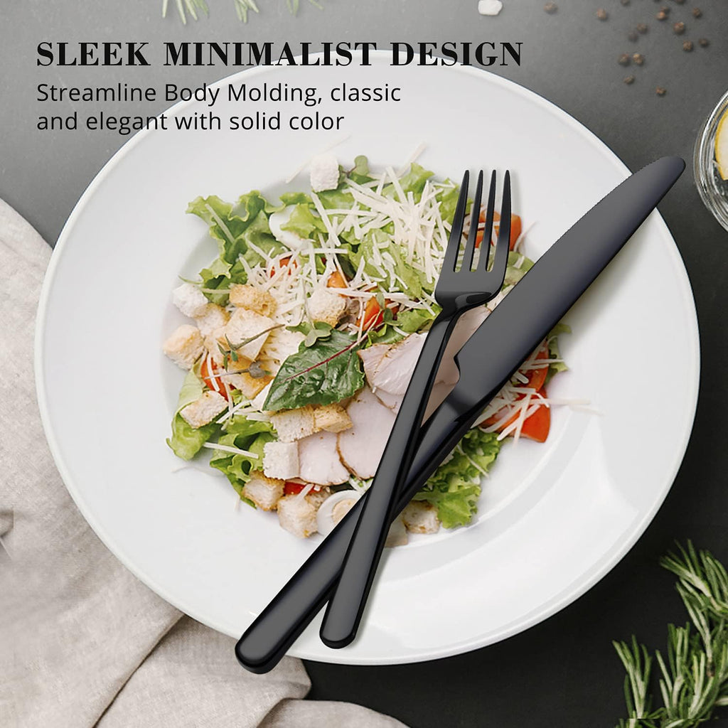 Black Silverware Set, 20-Piece Flatware Set for 4, 18/10 Stainless Steel Cutlery