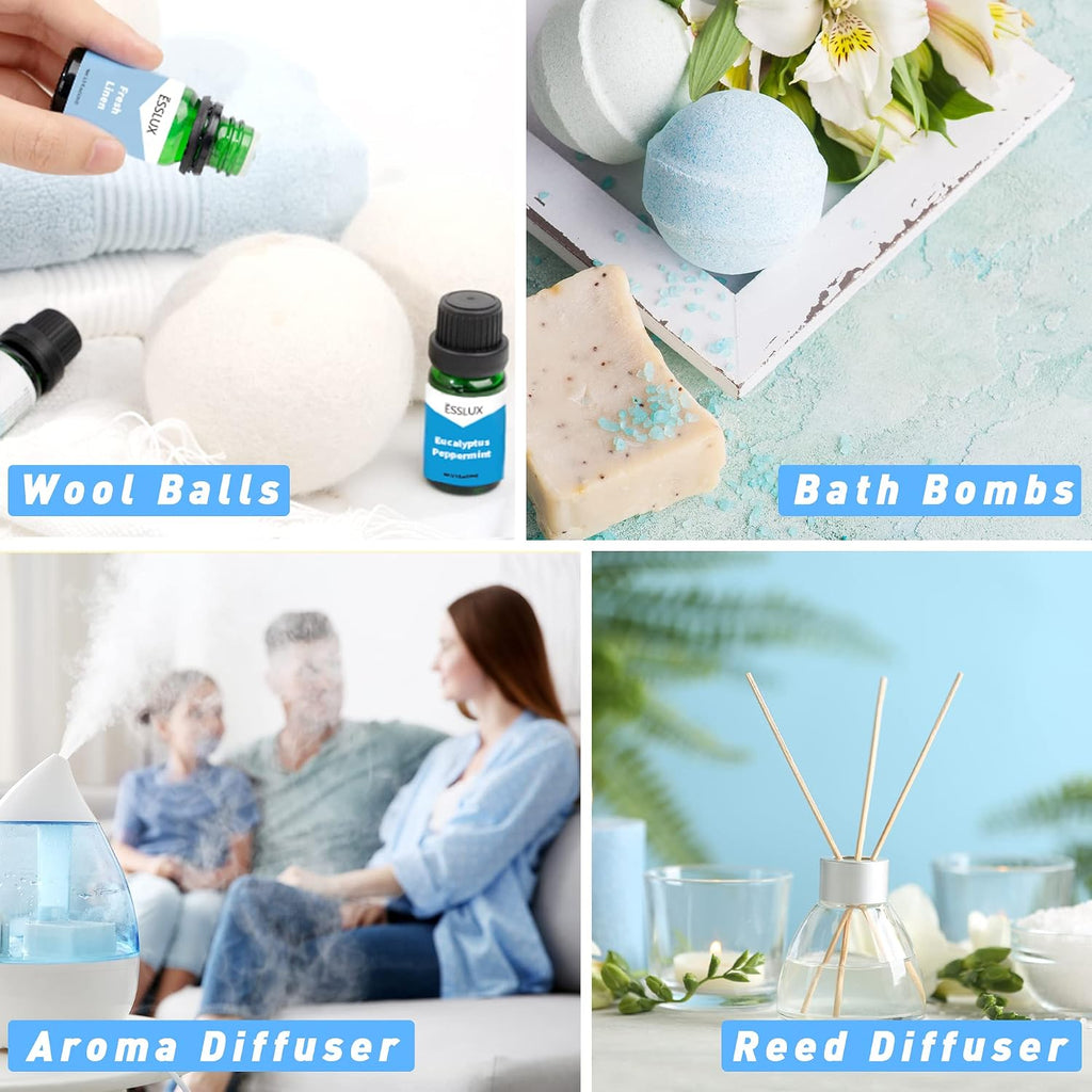 Fragrance Oil, Clean Set of Scented Oils, Essential Oils for Diffuser, Premium Soap & Candle Making Scents - Set of 6