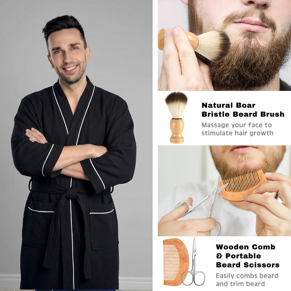 10 Pcs Birthday Gifts for Men Beard Care Set, Piping, Brown