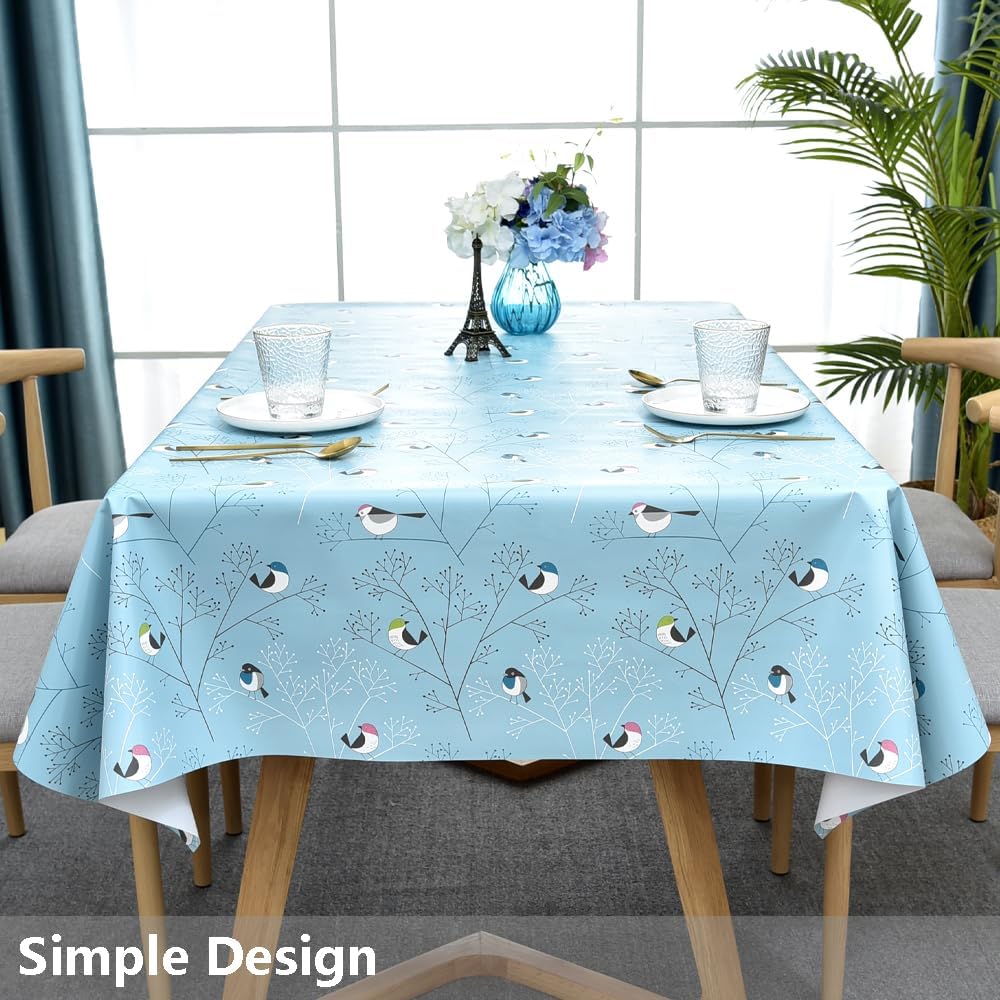 Heavy Duty Vinyl Tablecloth with Flannel Backing Plastic Tablecloths for Rectangle Tables Oilcloth Waterproof Outdoor