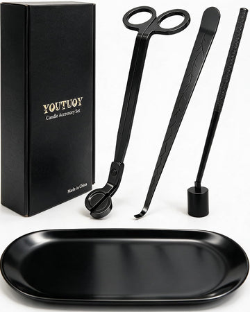 4 in 1 Candle Accessory Set, Matte Black
