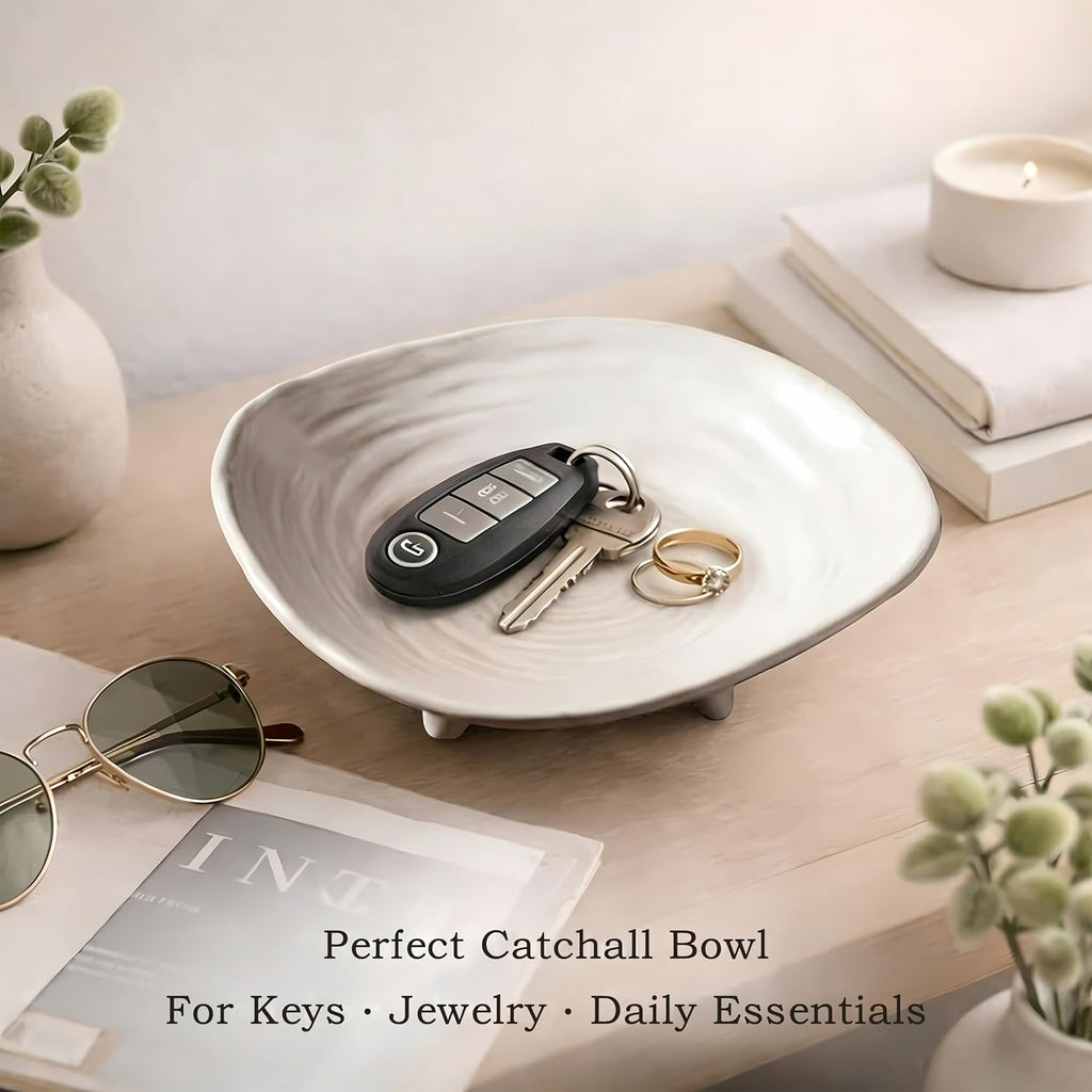 Small Decorative Bowl, 6" Ceramic Key Bowl for Entryway Table, Multi-Purpose Decorative Bowls for Candy, Jewelry