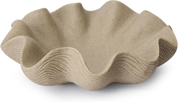 Scalloped Decorative Bowl Home Decor - 12.6" Modern Handicraft Large Shell Ruffle Decorative Fruit Bowl Counter, Chic