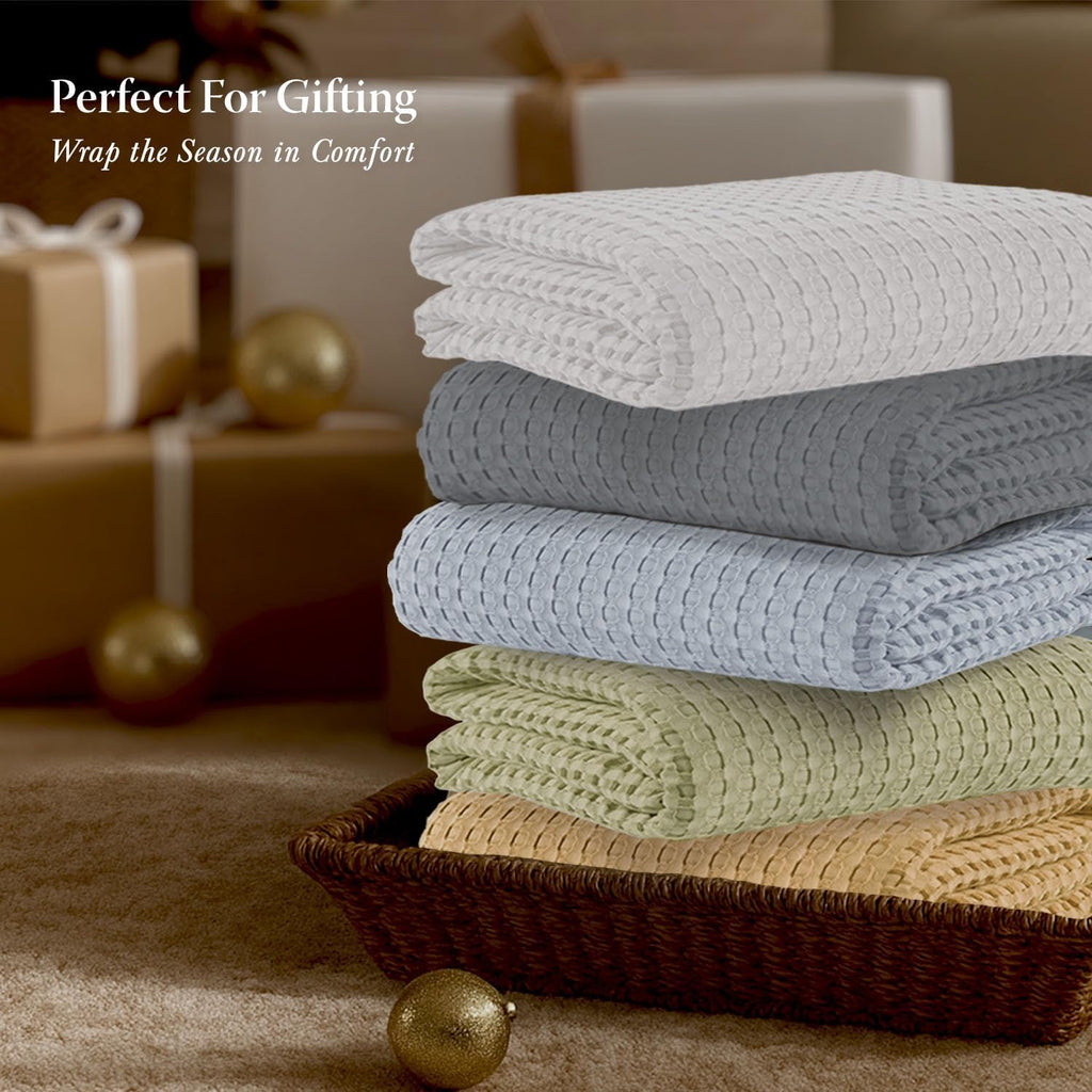 Cooling Waffle Blanket King | Breathable, Lightweight and Cooling | Made from Rayon Derived from Bamboo | Waffle