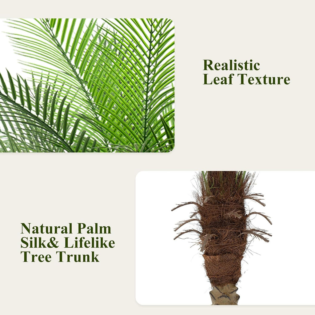 Artificial Phoenix Palm Tree 8ft Tall - Fake Large Tropical Tree with 18 Adjustable Leaves, Outdoor Indoor Faux Sago