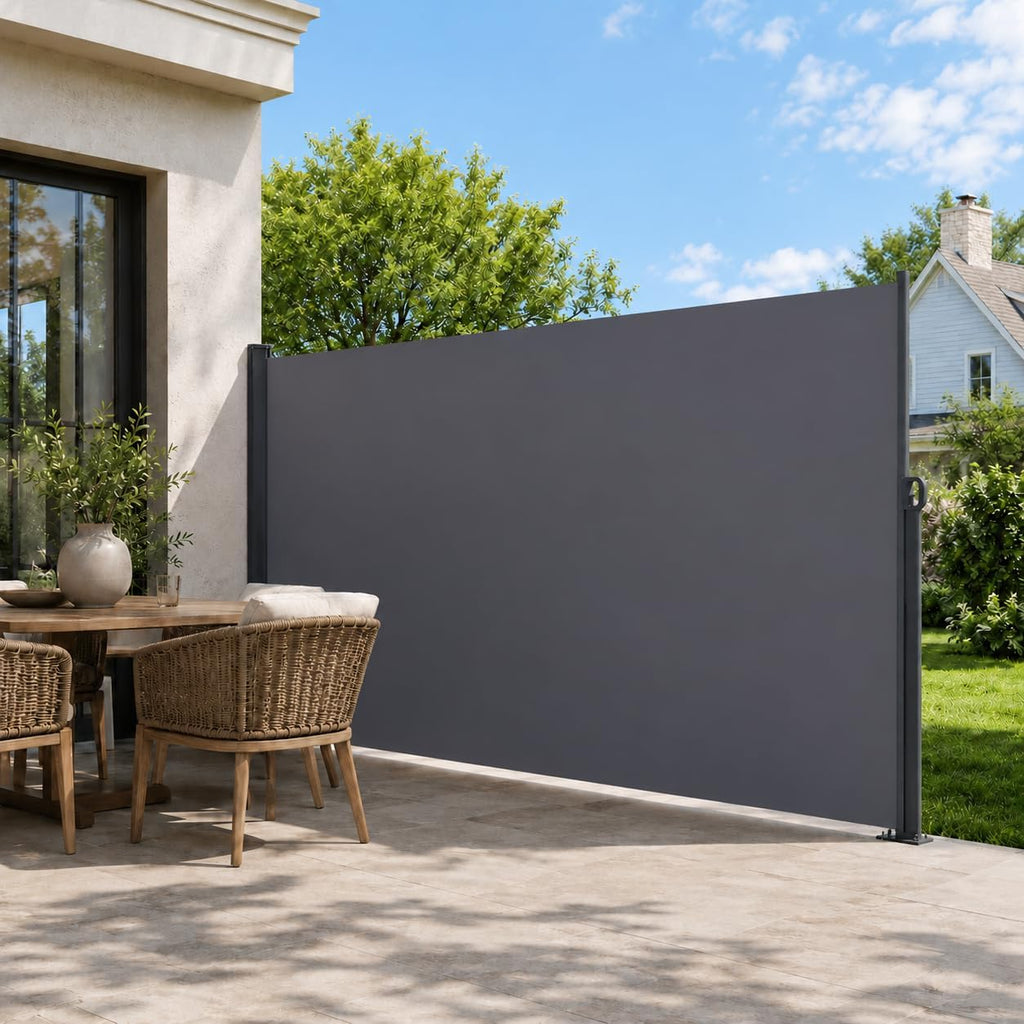 118" x 71" Retractable Side Awning, Outdoor Retractable Privacy Screen, Waterproof & UV-Resistant Retractable Fence