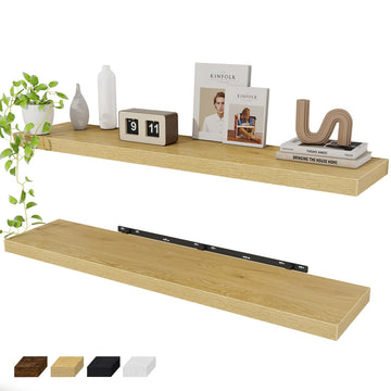 Floating Shelves Wall Shelf 48 Inch, 9.3 Inch Deep Floating Shelf for Wall, Farmhouse Black Wood Shelves Invisible