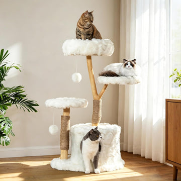 Modern Cat Tree Tower, Cloud Cat Tree, Solid Wood Scratching Post