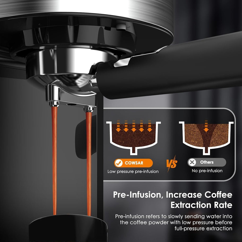 20 Bar Espresso Machine 1350W Compact Expresso Coffee Machines