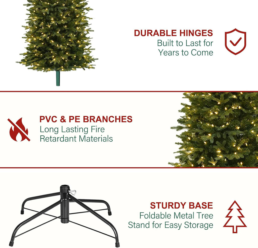 Prelit Pencil Christmas Tree with 400 Warm White LEDs
