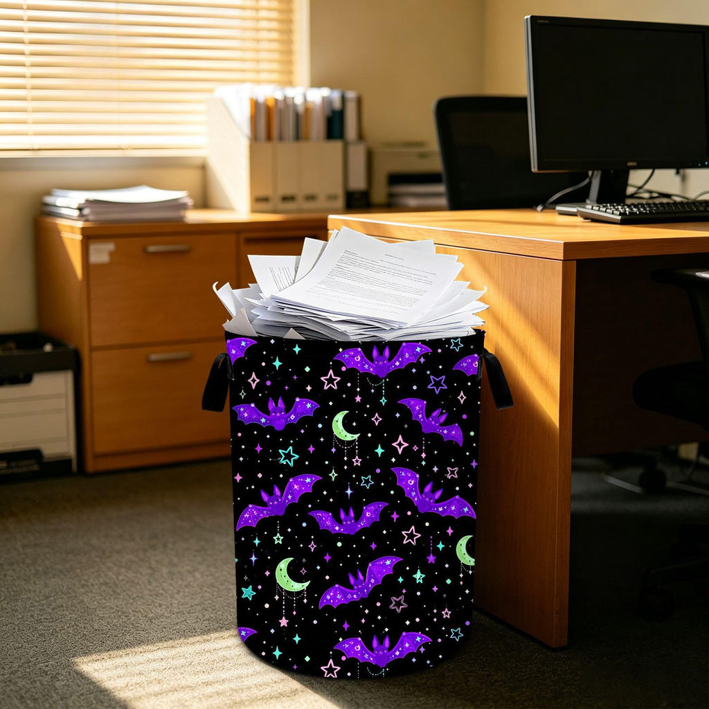 Bat Laundry Basket Collapsible Oxford Laundry Hamper Clothes Storage Bin with Handles Bathroom Laundry Room 19.6 x